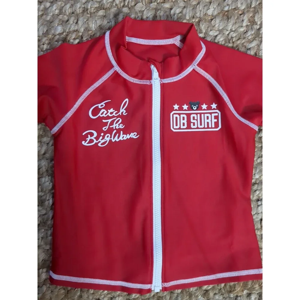 Miki House Red Catch The Big Wave Unisex Rash Guard Size 13 21 Inch Chest